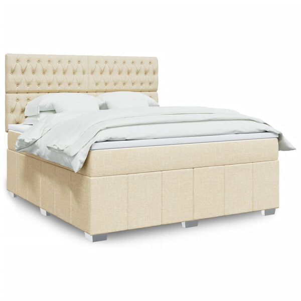vidaXL &Kappa;&rho;&epsilon;&beta;ά&tau;&iota; Boxspring &mu;&epsilon; &Sigma;&tau;&rho;ώ&mu;&alpha; &Kappa;&rho;&epsilon;&mu; 180x200 &epsilon;&kappa;. &Upsilon;&phi;&alpha;&sigma;&mu;ά&tau;&iota;&nu;&omicron;