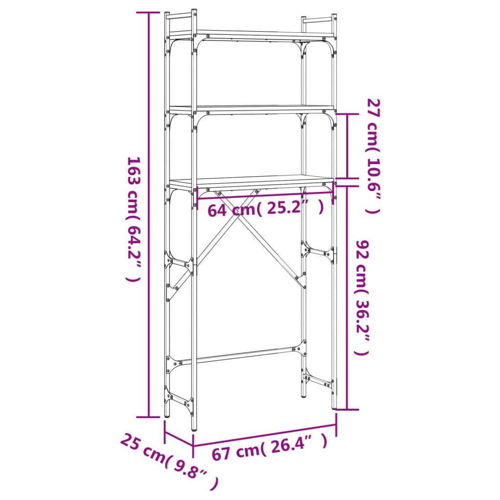 vidaXL Ραφιέρα Πλυντηρίου Sonoma Δρυς 67x25x163 εκ. από Επεξεργ. Ξύλο