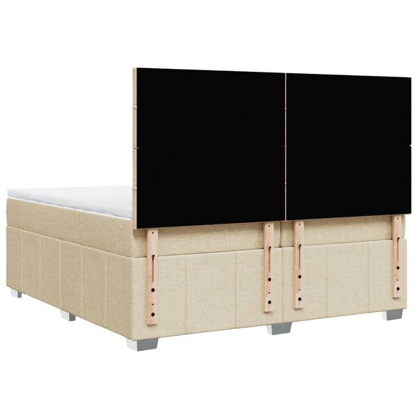vidaXL Κρεβάτι Boxspring με Στρώμα Κρεμ 200x200 εκ. Υφασμάτινο