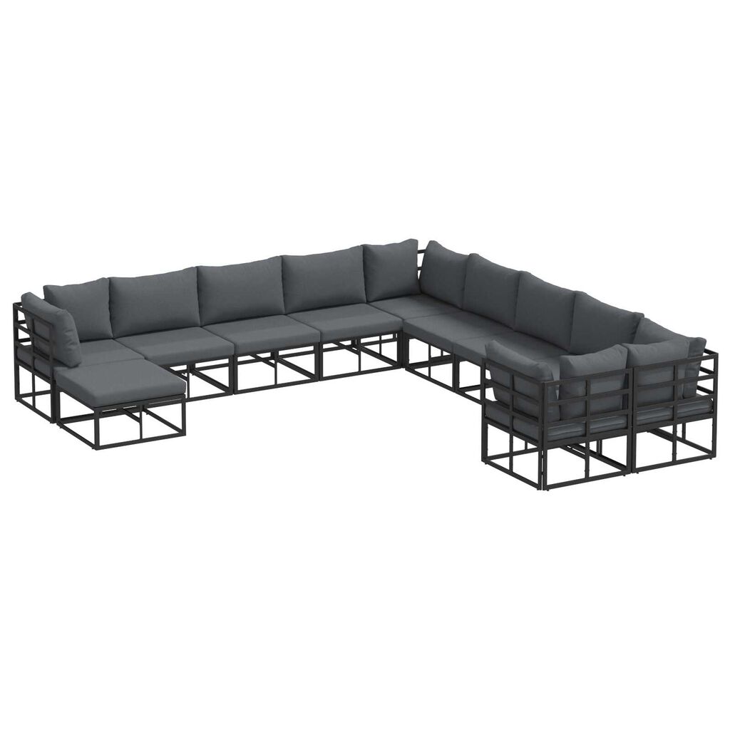 vidaXL Σετ Καναπέ Κήπου 11 pcs Μαύρο 71.5 x 71.5 x 71 εκ. Αλουμίνιο