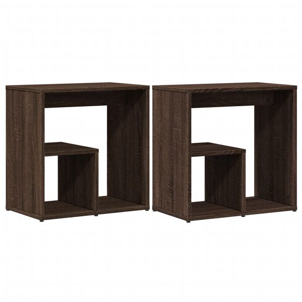 vidaXL Τραπεζάκια Σαλονιού 2 τεμ Καφέ Δρυς 50x30x50 εκ. Επεξ. Ξύλο