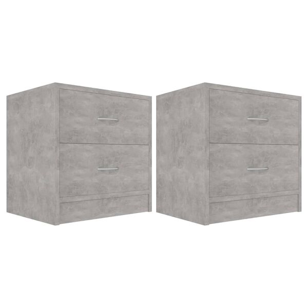 vidaXL Κομοδίνα 2 τεμ. Γκρι Σκυροδέματος 40x30x40 εκ. από Επεξ. Ξύλο