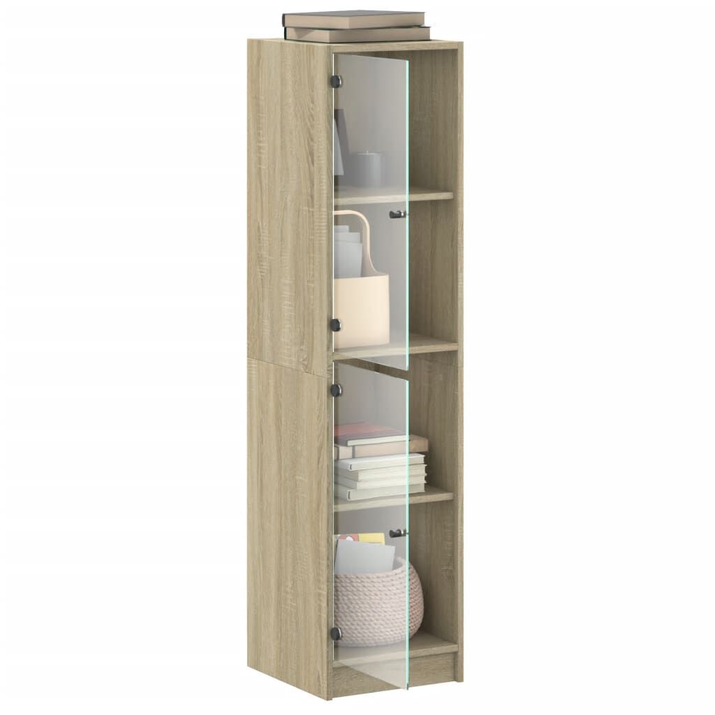 vidaXL Ντουλάπι Sonoma Δρυς 35 x 37 x 142 εκ. με Γυάλινες Πόρτες