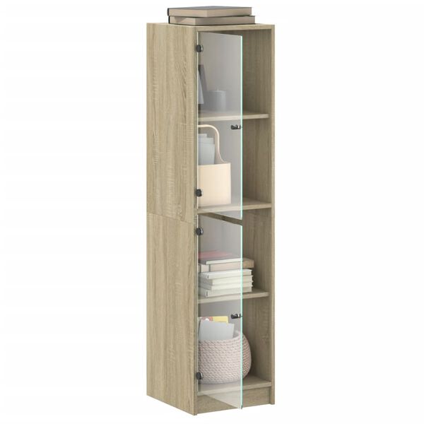 vidaXL Ντουλάπι Sonoma Δρυς 35 x 37 x 142 εκ. με Γυάλινες Πόρτες