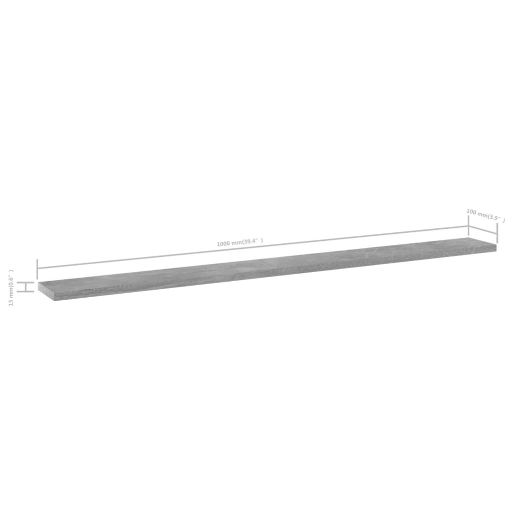 vidaXL Ράφια Βιβλιοθήκης 8 τεμ Γκρι Σκυροδ. 100x10x1,5 εκ. Μοριοσανίδα