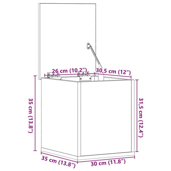 vidaXL Κουτί Αποθήκευσης Μαύρο Δρυς 30x35x35 εκ από Επεξεργασμένο Ξύλο