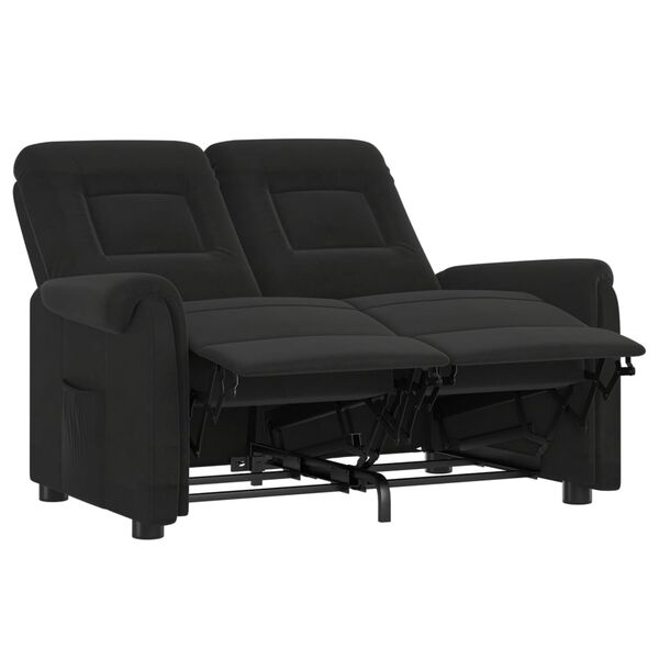 vidaXL Πολυθρόνα Μασάζ Διθέσια Ανακλινόμενη Μαύρη από Ύφασμα Μικροϊνών