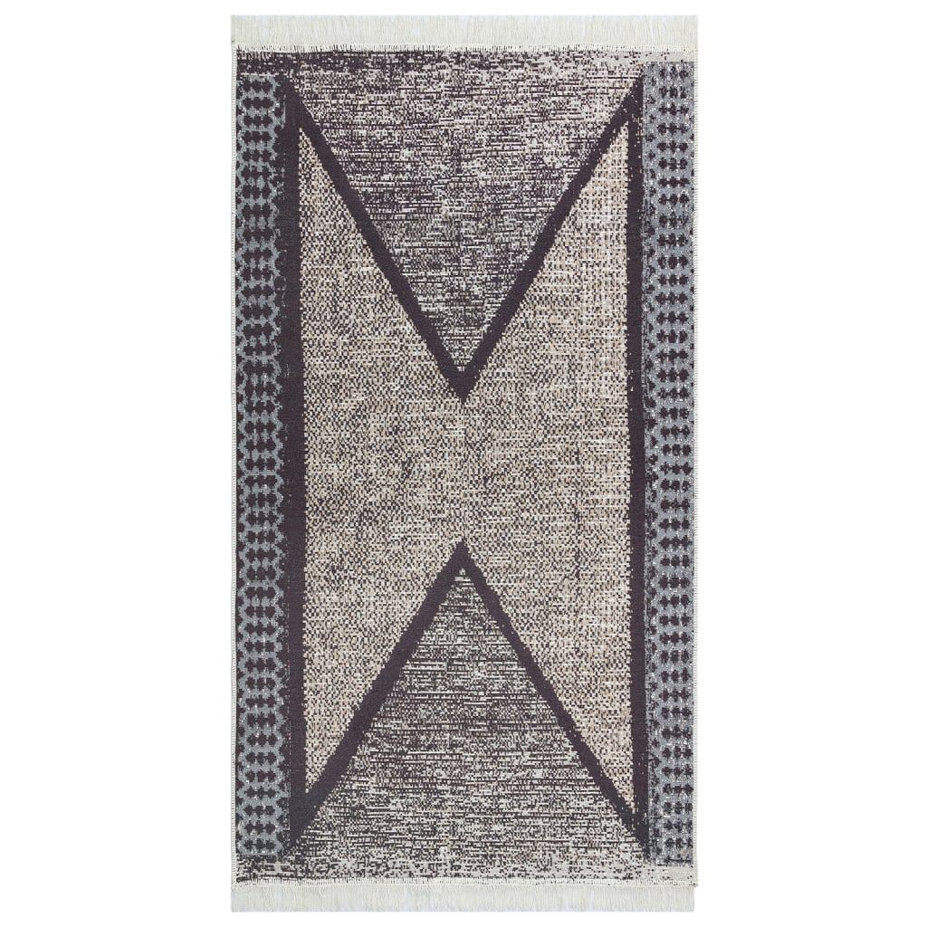 vidaXL Χαλί Μαύρο και Γκρι 120x180 εκ. Βαμβακερό