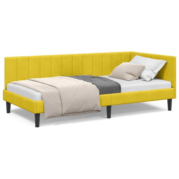 vidaXL Κρεβάτι Γωνίας με κεφαλάρι Κίτρινο 90 x 200 cm Βελούδο
