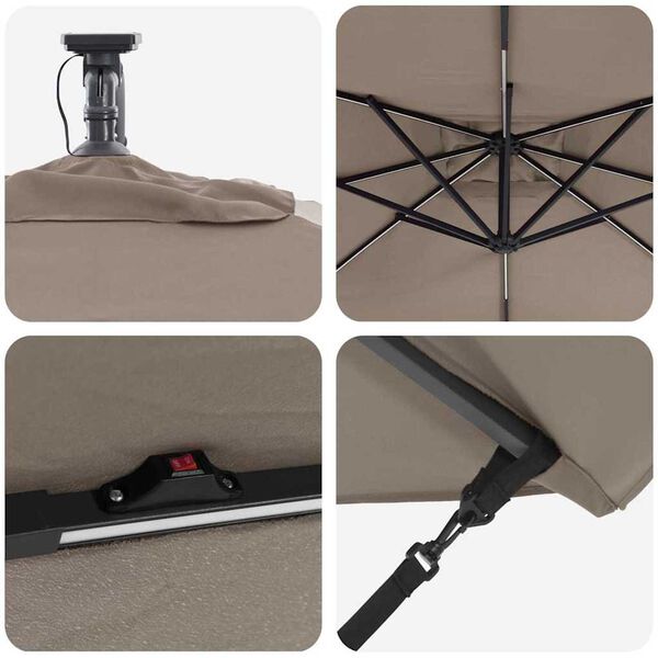 vidaXL Ομπρέλα Cantilever Banana Taupe 249 x 249 x 250 εκ.