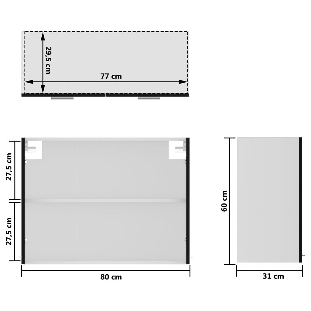 vidaXL Ντουλάπι Κρεμαστό με Τζάμι Lyon Μαύρο 80x31x60εκ. από