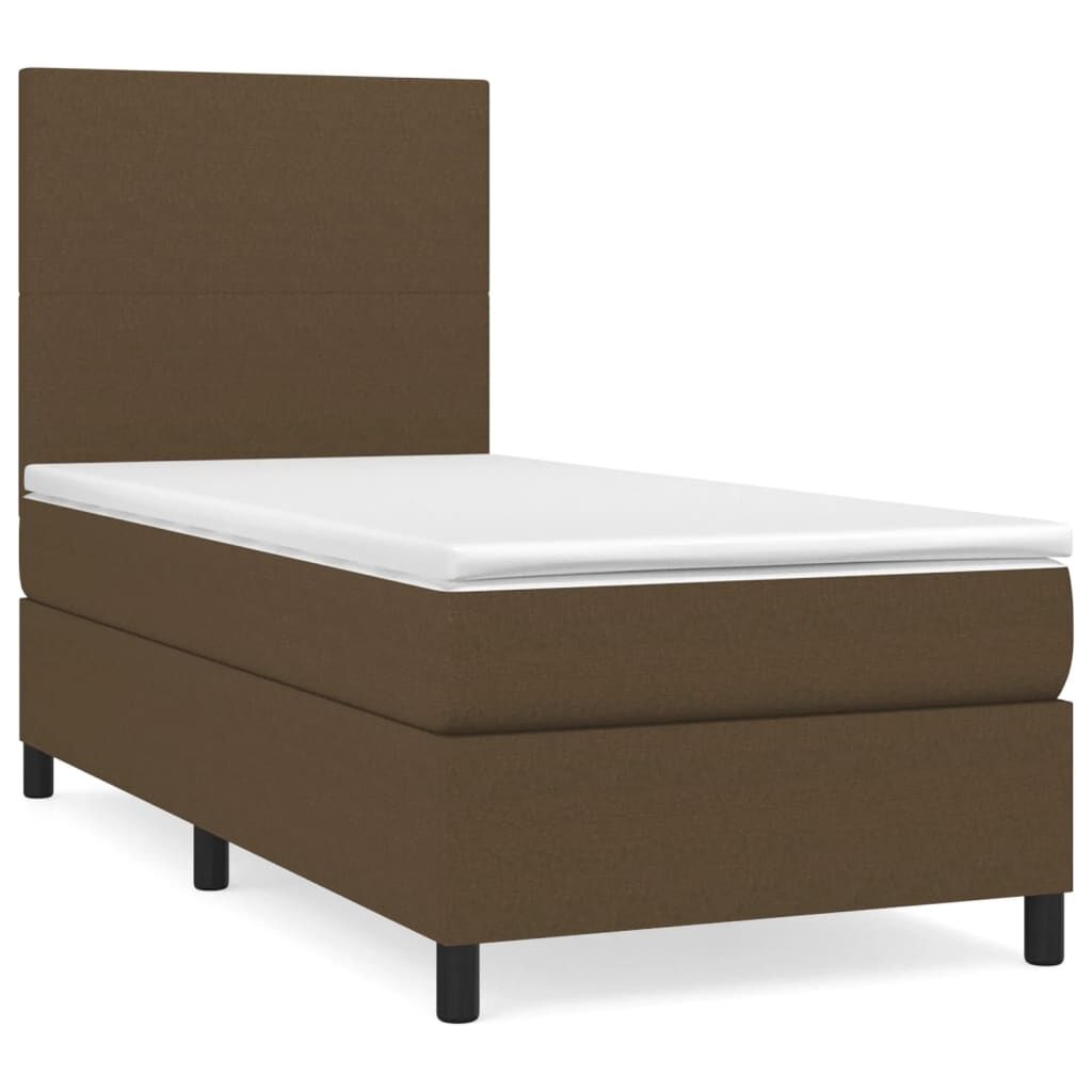 vidaXL Κρεβάτι Boxspring με Στρώμα Σκούρο Καφέ 80x200 εκ. Υφασμάτινο