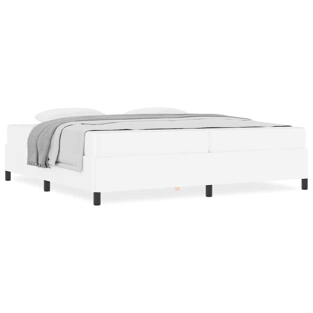 vidaXL Σκελετός κρεβατιού με στρώμα Λευκό 200 x 200 cm Τεχνητό δέρμα