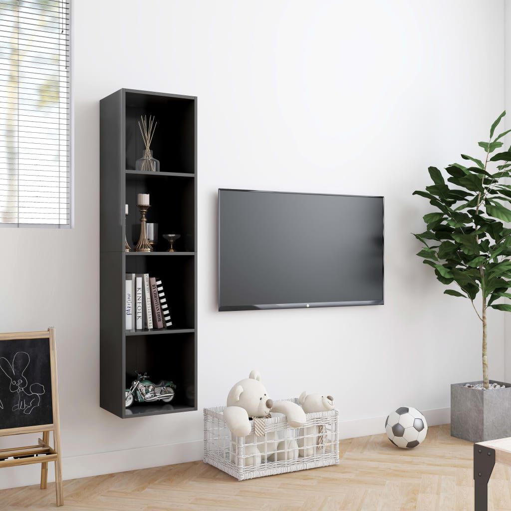 vidaXL Βιβλιοθήκη/Έπιπλο Τηλεόρασης Γκρι 143 x 30 x 36 εκ.