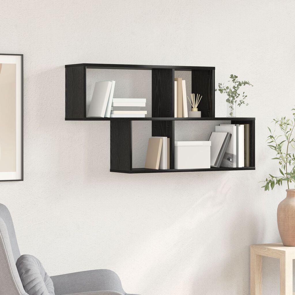 vidaXL Ράφι Τοίχου Μαύρη Δρυς 100x20x53 εκ. Επεξεργασμένο Ξύλο