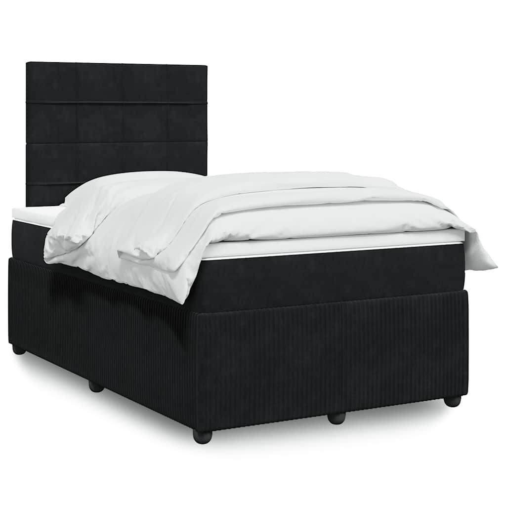vidaXL Κρεβάτι Boxspring με Στρώμα Μαύρο 120x190 εκ. Βελούδινο