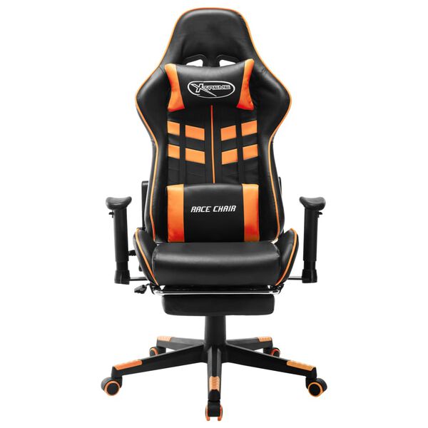 vidaXL Καρέκλα Gaming με Υποπόδιο Μαύρο/Πορτοκαλί από Συνθετικό Δέρμα