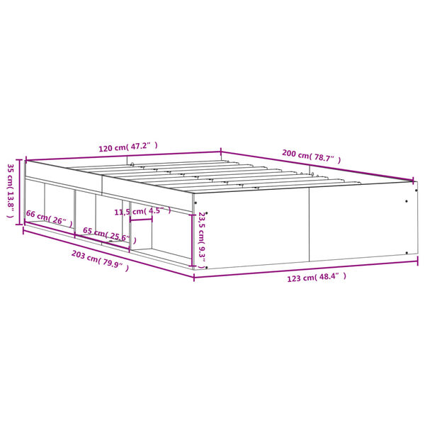 vidaXL Πλαίσιο Κρεβατιού Γκρι Sonoma 120x200 εκ.