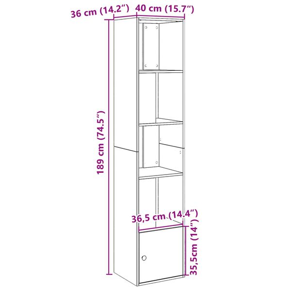 vidaXL Βιβλιοθήκη Sonoma Δρυς 40x36x189 εκ. από Επεξεργασμένο Ξύλο