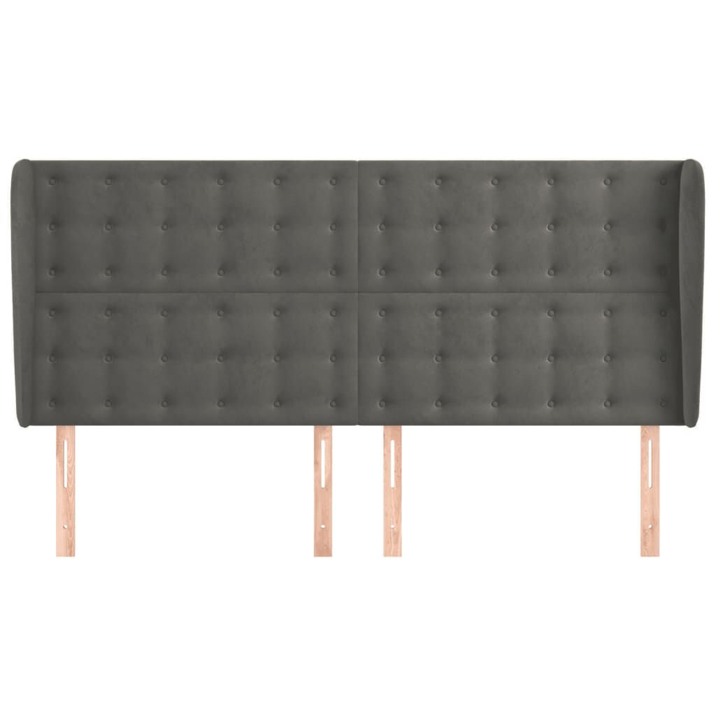 vidaXL Κεφαλάρι με Πτερύγια Σκούρο Γκρι 163x23x118/128 εκ. Βελούδινο