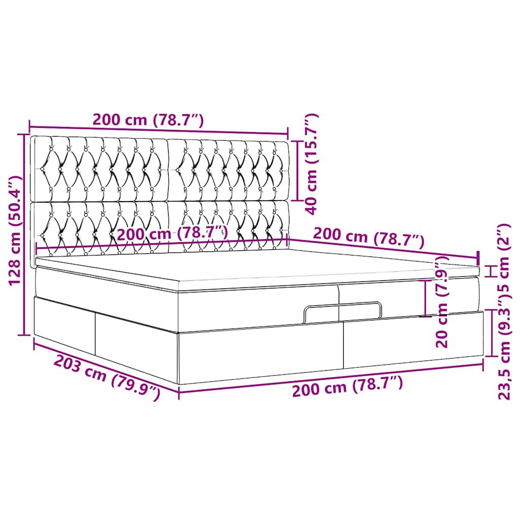 vidaXL Οθωμανικό κρεβάτι με στρώματα Taupe 200x200cm ύφασμα
