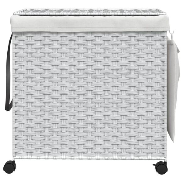 vidaXL Καλάθι Άπλυτων με Τροχούς Λευκό 60x35x60,5 εκ. από Ρατάν