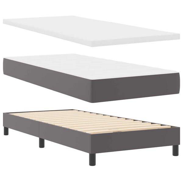 vidaXL Κρεβάτι με ελατήρια Γκρι και Λευκό 90 x 200 cm
