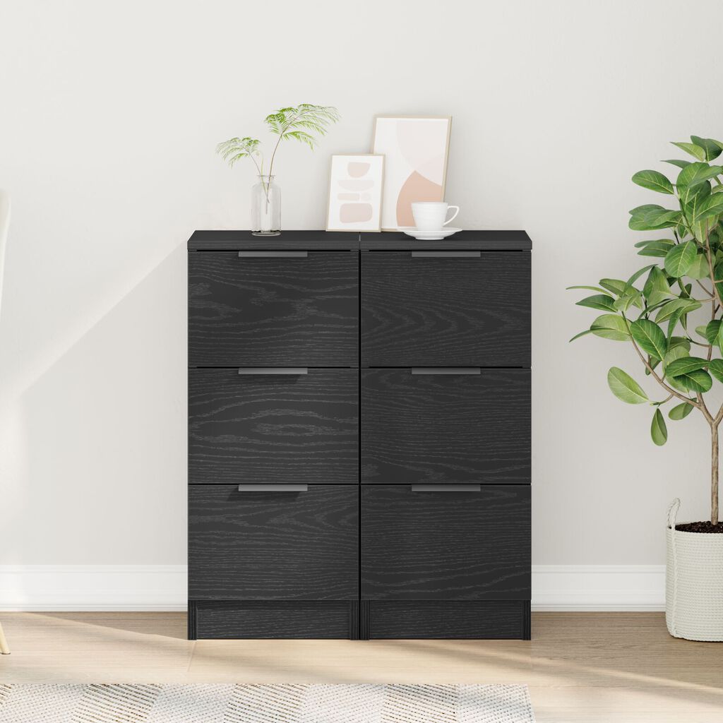 vidaXL Παραδοσιακά Πλευρικά Έπιπλα 2 pcs Μαύρη δρυς 30 x 30 x 70 εκ.