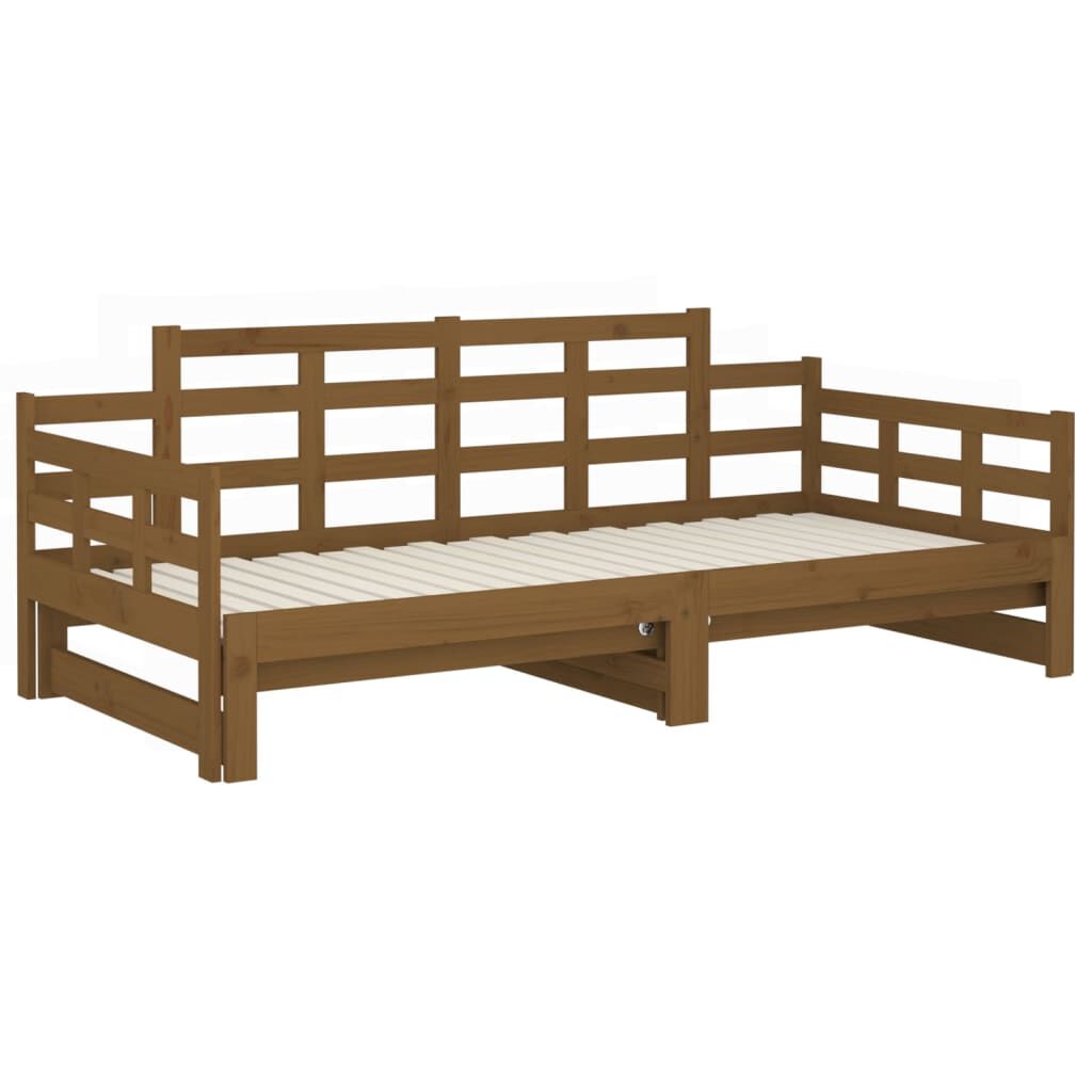 vidaXL Καναπές Κρεβάτι Συρόμενος Μελί 2x(90x190) εκ. από Μασίφ Πεύκο