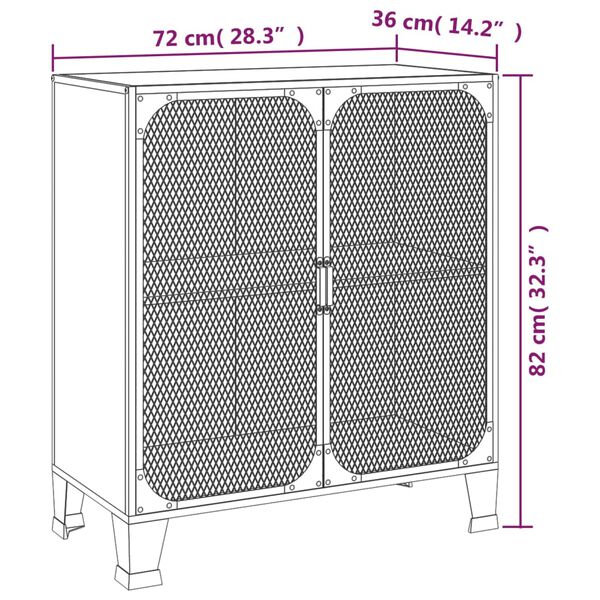 vidaXL Ντουλάπι Αποθήκευσης Γκρι 72 x 36 x 82 εκ. Μέταλλο / MDF