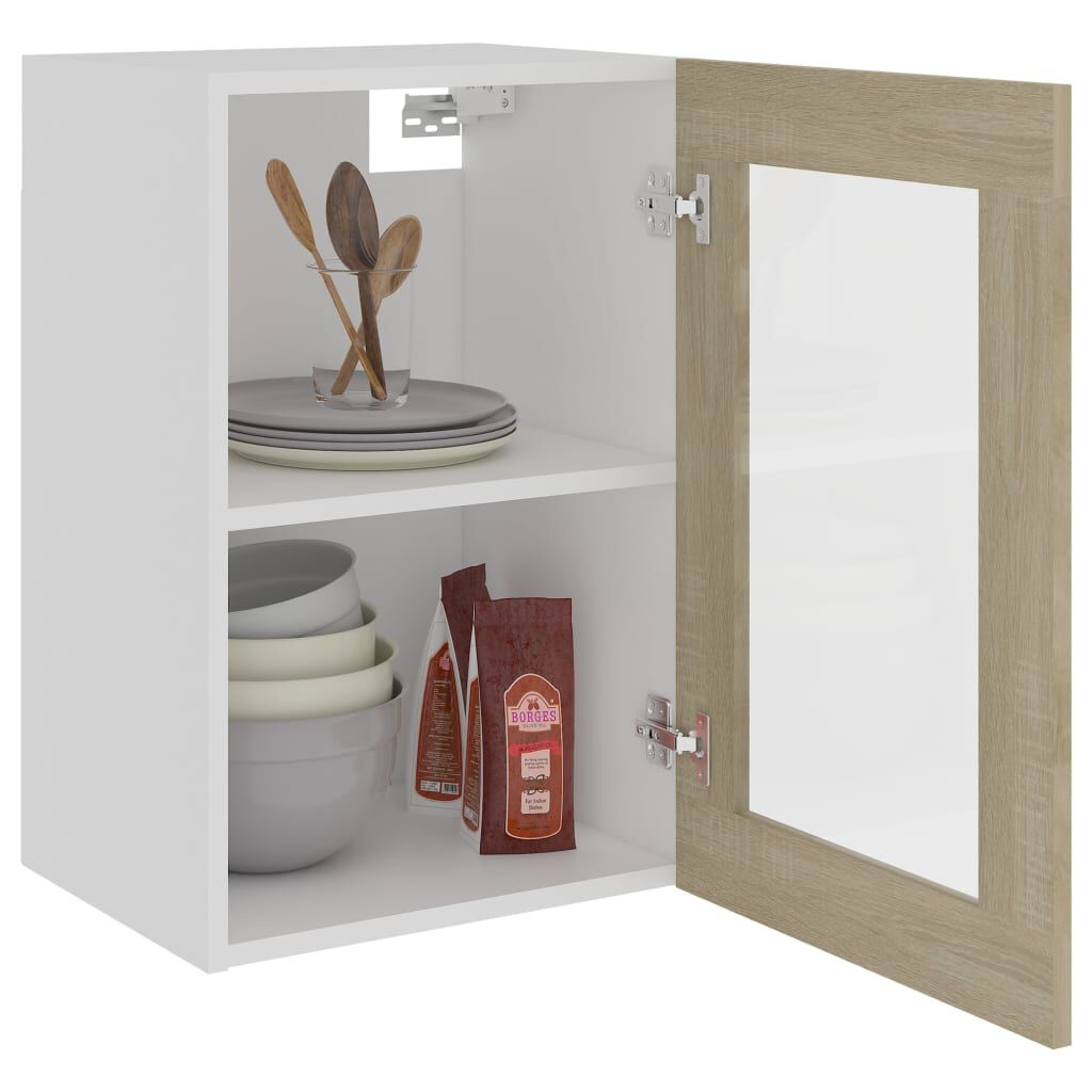 vidaXL Ντουλάπι Κρεμαστό με Τζάμι Lyon Sonoma Δρυς 40x31x60εκ.