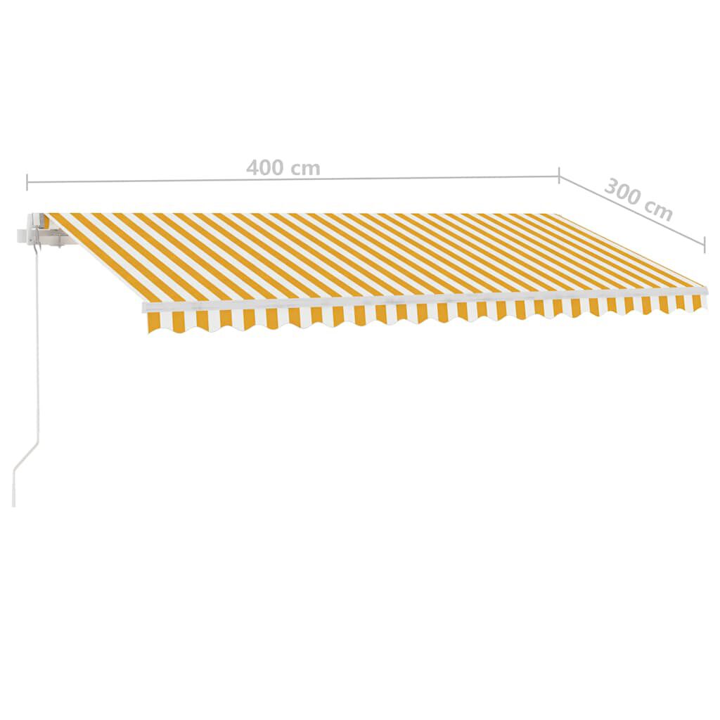 vidaXL Τέντα Συρόμενη Χειροκίνητη με LED Κίτρινο / Λευκό 400 x 300 εκ.