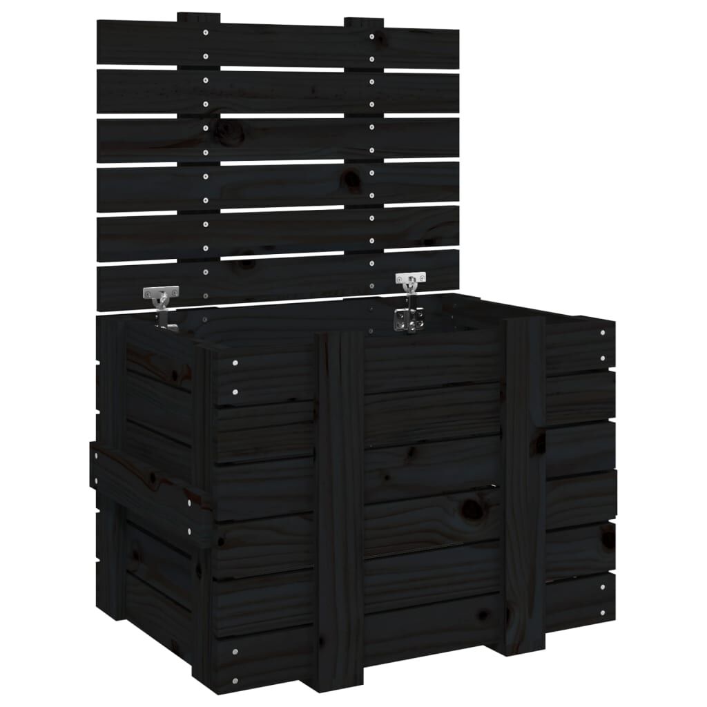 vidaXL Κουτί Αποθήκευσης Μαύρα 58x40,5x42 εκ. Μασίφ Ξύλο Πεύκου
