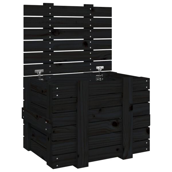 vidaXL Κουτί Αποθήκευσης Μαύρα 58x40,5x42 εκ. Μασίφ Ξύλο Πεύκου
