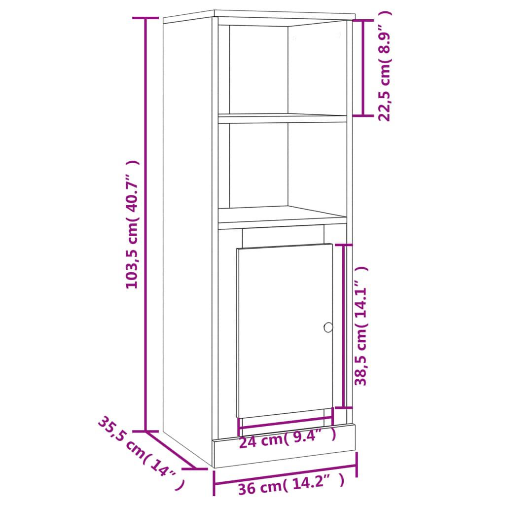 vidaXL Ντουλάπι Καφέ δρυς 36x35,5x103,5 εκ. από Επεξεργασμένο Ξύλο