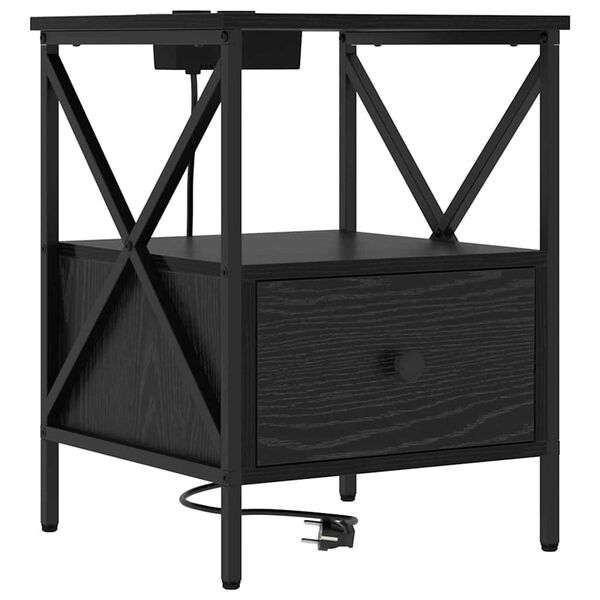 vidaXL Κομοδίνο Μαύρη δρυς 41.5 x 40.5 x 55 εκ. Επεξεργασμένο ξύλο