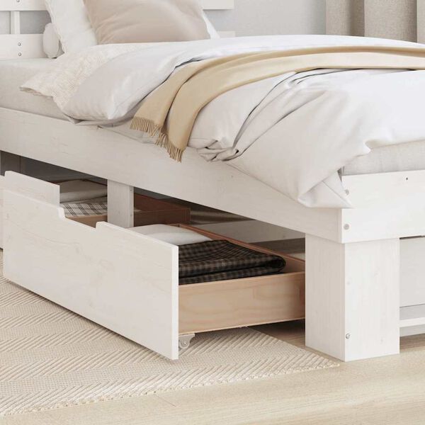 vidaXL Σκελετός Κρεβατιού Λευκό 75 x 190 cm Μασίφ ξύλο πεύκου