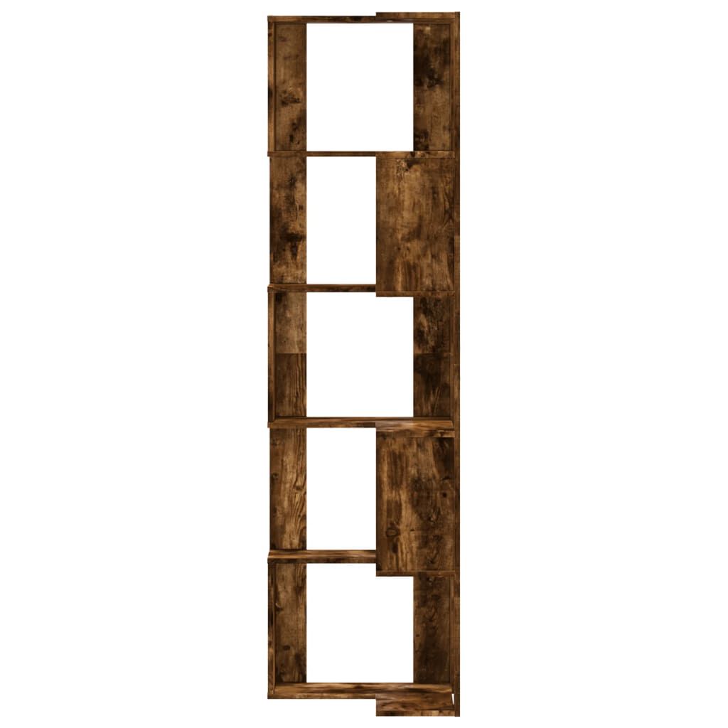 vidaXL Βιβλιοθήκη Γωνιακή 5 Επ. Καπνιστή Δρυς 50x50x179 εκ Επεξ. Ξύλο