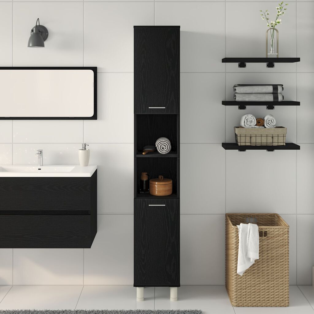 vidaXL Ντουλάπα Μπάνιου Μαύρης Δρυός 30x30x179 εκ. Φτιαγμένη από Ξύλο