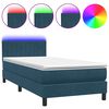 vidaXL &Kappa;&rho;&epsilon;&beta;ά&tau;&iota; Boxspring &mu;&epsilon; &Sigma;&tau;&rho;ώ&mu;&alpha; & LED &sigma;&kappa;&omicron;ύ&rho;&omicron; &mu;&pi;&lambda;&epsilon; 100x220 cm &Beta;&epsilon;&lambda;&omicron;ύ&delta;&iota;&nu;&omicron;