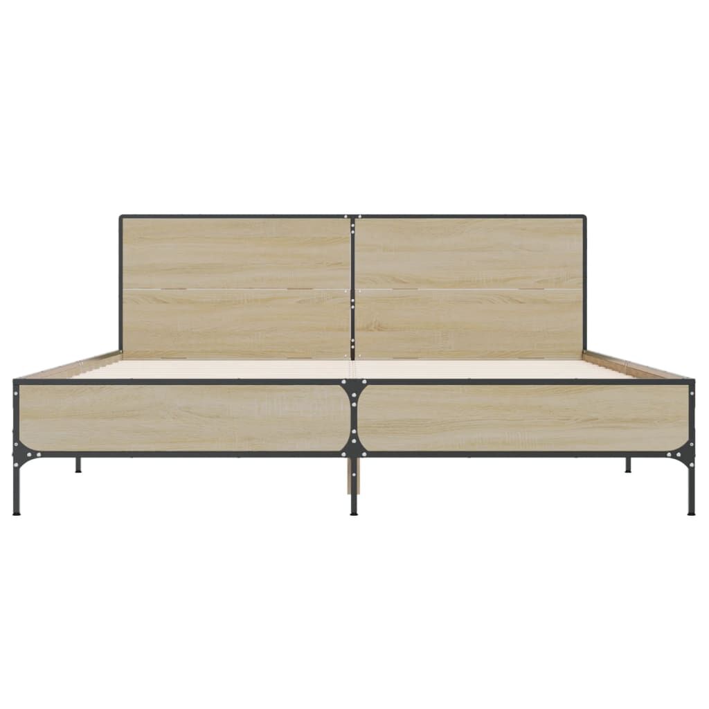vidaXL Πλαίσιο Κρεβατιού Sonoma Δρυς 120x200 εκ. Επεξ. Ξύλο & Μέταλλο