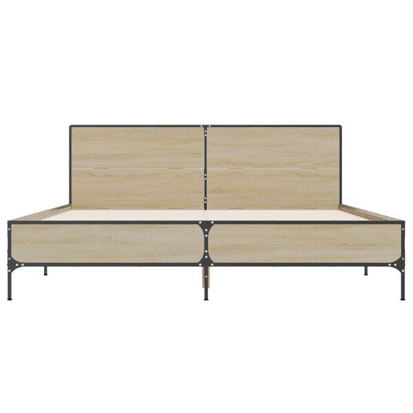 vidaXL Πλαίσιο Κρεβατιού Sonoma Δρυς 120x200 εκ. Επεξ. Ξύλο & Μέταλλο
