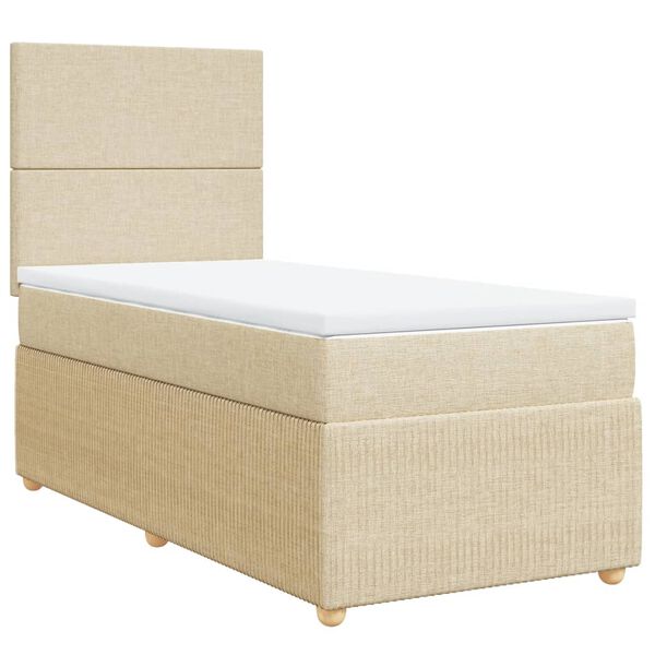 vidaXL Κρεβάτι Boxspring με Στρώμα Κρεμ 100 x 200 εκ. Υφασμάτινο