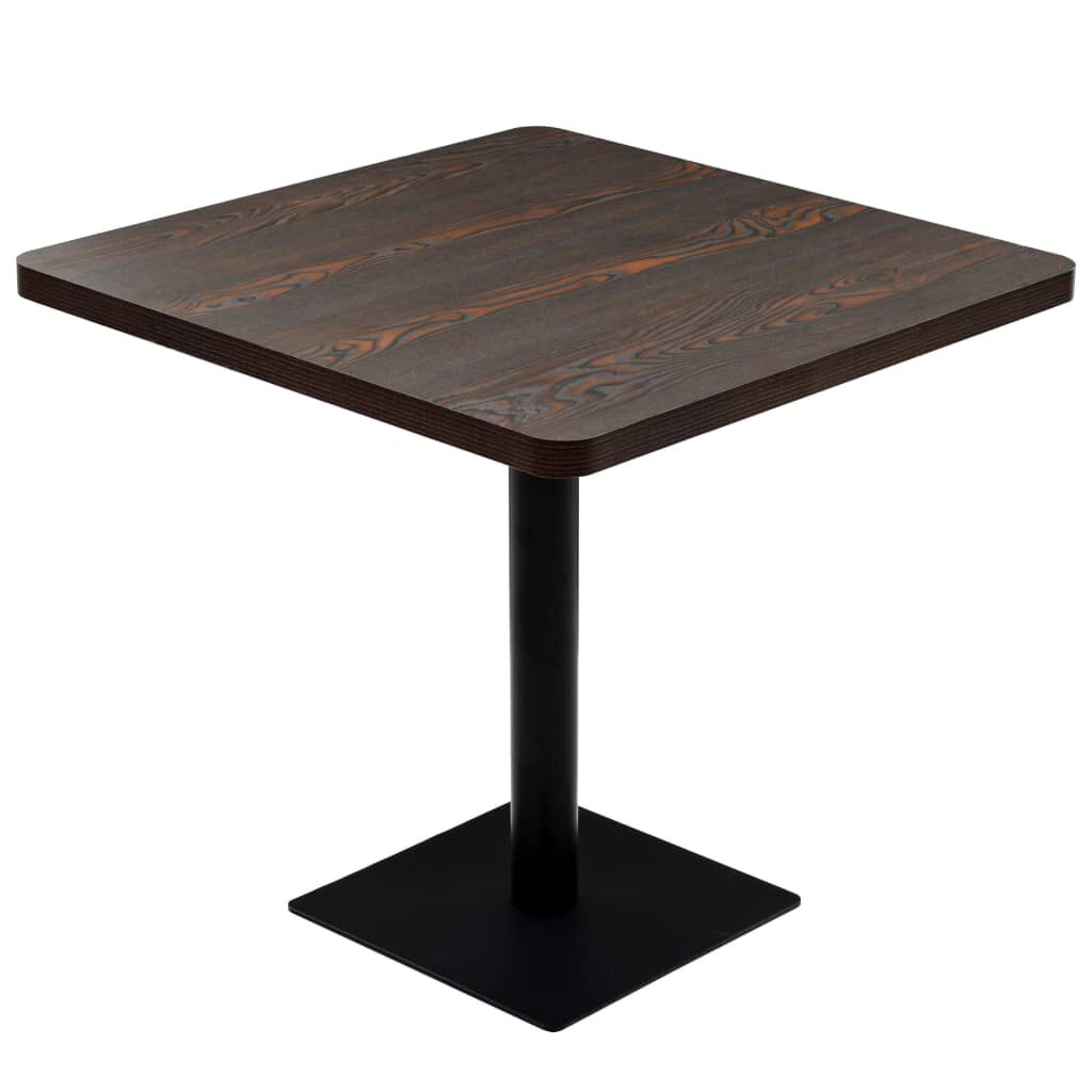 vidaXL Τραπέζι Bistro Τετράγωνο Σκούρο Σταχτί 80x80x75 εκ. MDF/Ατσάλι