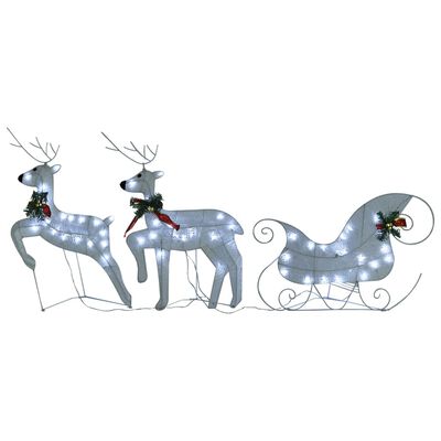 vidaXL Τάρανδοι & Έλκηθρο Χριστουγεννιάτικοι Εξ. Χώρου 140 LED Λευκό