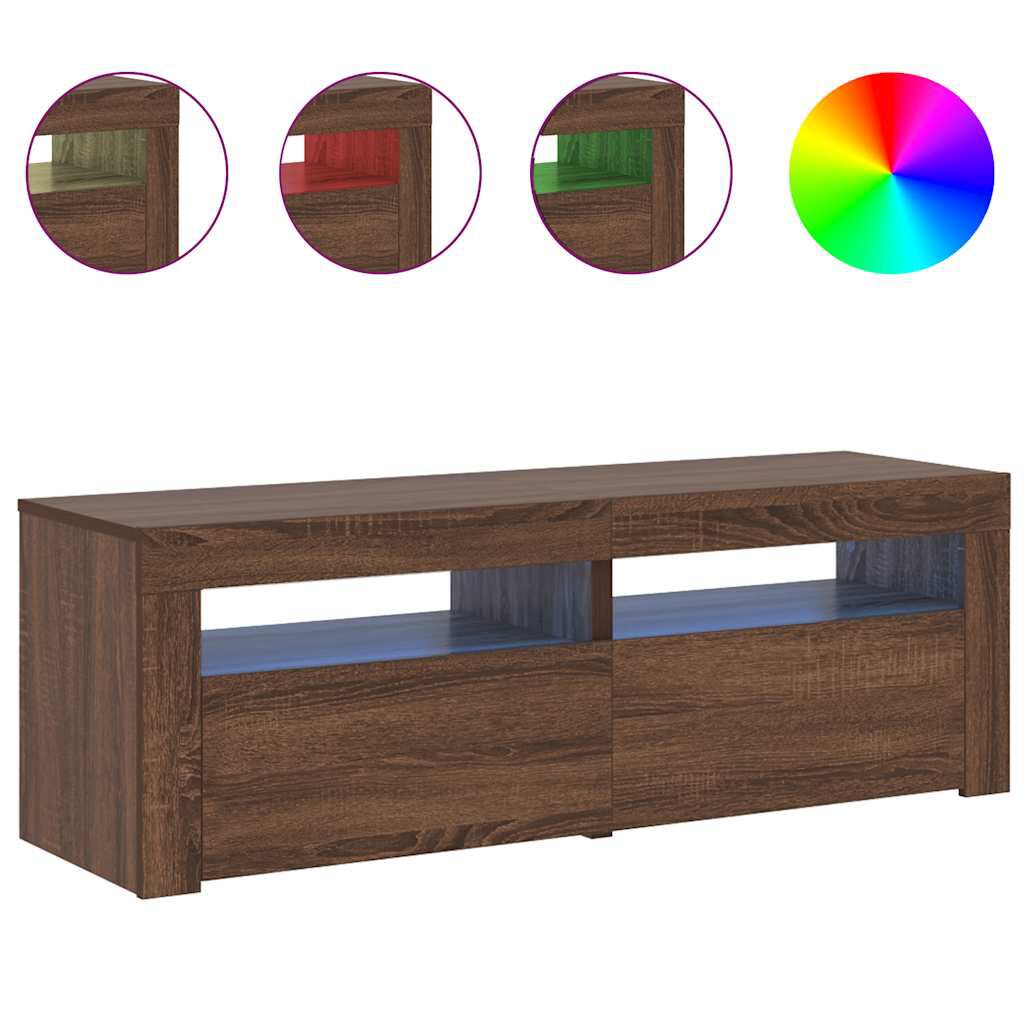 vidaXL Έπιπλο Τηλεόρασης με LED Καφέ Δρυς 120x35x40 εκ.