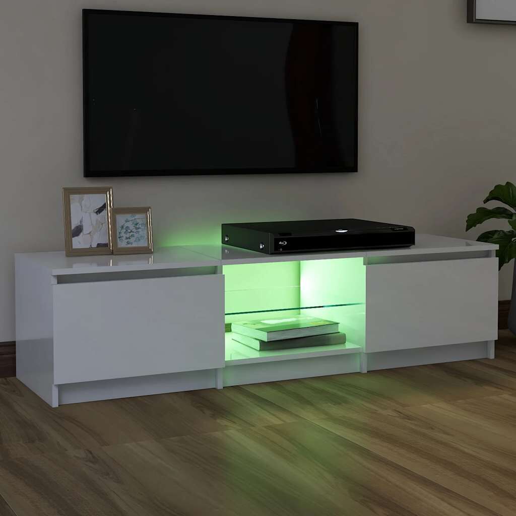 vidaXL Έπιπλο Τηλεόρασης με LED Γυαλιστερό Λευκό 140x40x35,5 εκ.