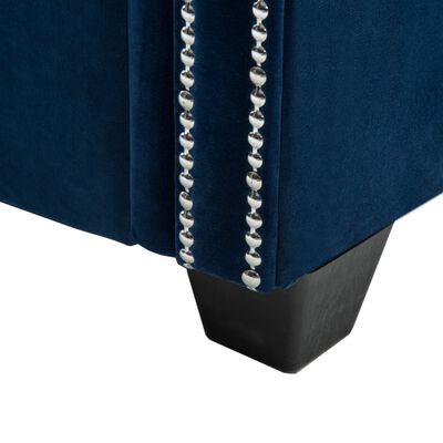 vidaXL Καναπές Γωνιακός Chesterfield Μπλε 199 x 142 x 72 εκ. Βελούδο