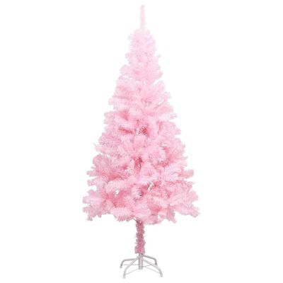 vidaXL Χριστουγεν. Δέντρο Προφωτισμένο Τεχνητό Βάση Ροζ 120εκ PVC