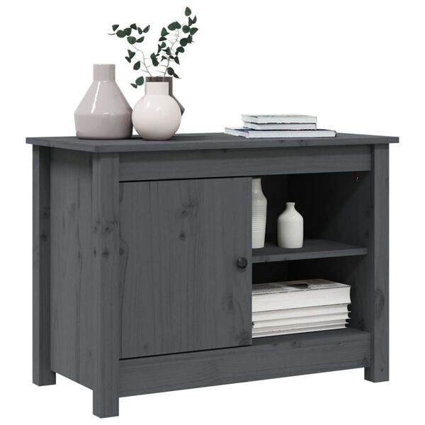 vidaXL Έπιπλο Τηλεόρασης Γκρι 70x36,5x52 εκ. από Μασίφ Ξύλο Πεύκου